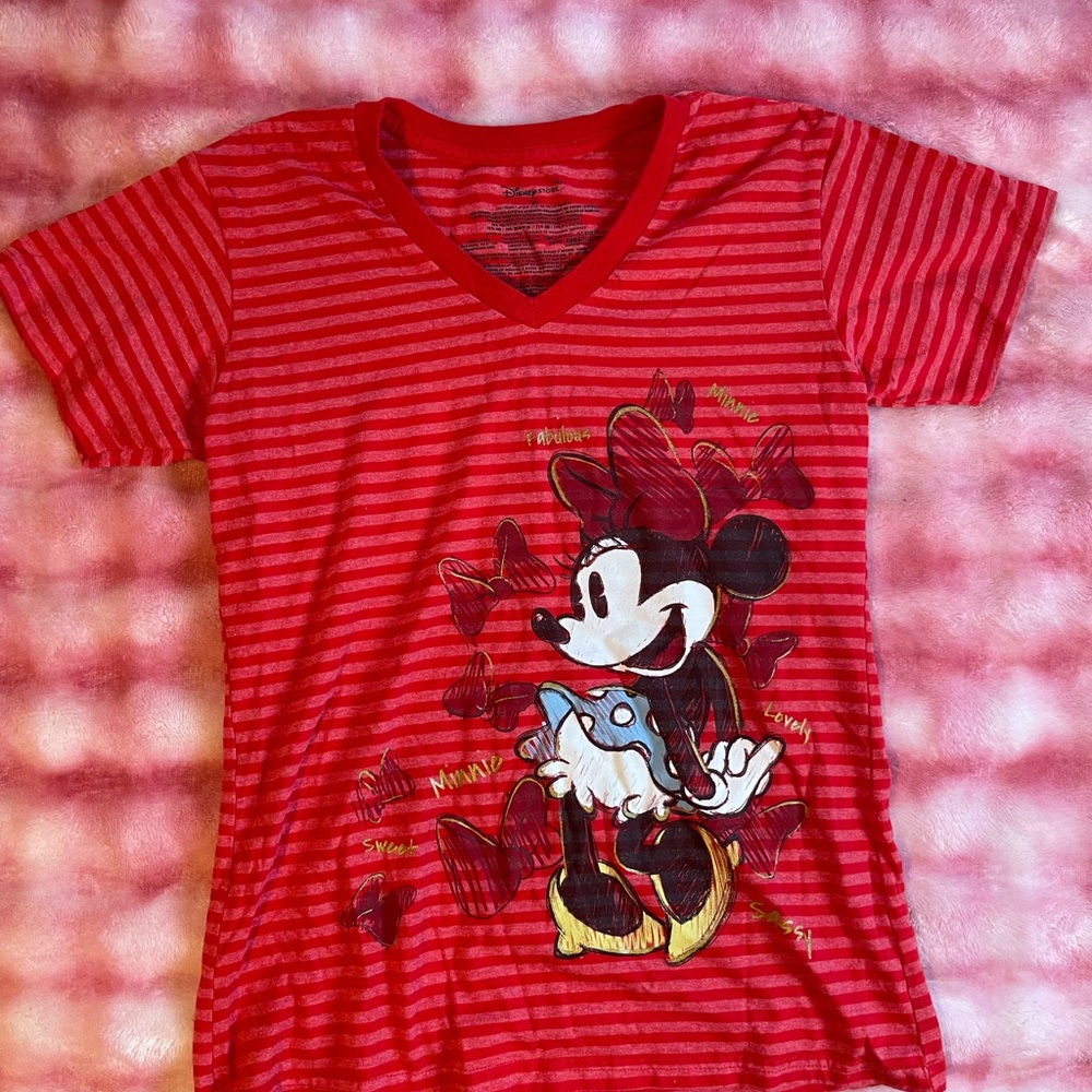 Disney Red Striped Minnie Mouse Skirted Tee